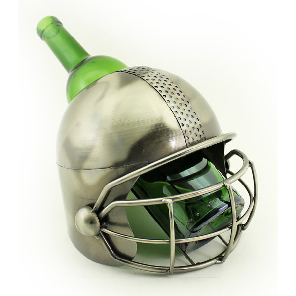 Wine Bodies Fraizer Large Football Player Helmet Metal 1 Bottle Tabletop Wine Bottle Holder